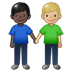 👨🏿‍🤝‍👨🏼 men holding hands: dark skin tone, medium-light skin tone display on Samsung